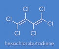 Hexachlorobutadiene HBCD solvent molecule. Also used as algicide and herbicide. Skeletal formula. Royalty Free Stock Photo