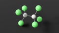 hexachloroethane molecule, molecular structure, perchloroethane, ball and stick 3d model, structural chemical formula with colored Royalty Free Stock Photo