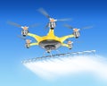 Hexacopter with crop sprayer flying in the sky Royalty Free Stock Photo