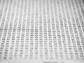 Hex code on computer screen closeup. Random hexadecimal code stream. Concept of hacking, internet security, malware and reverse en Royalty Free Stock Photo