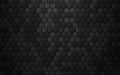 Hexagon abstract background. Dark honeycomb design. Black metal texture. Gray carbon effect. Steel backdrop with shadow Royalty Free Stock Photo