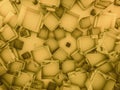 Hexagon abstract glass gold background. 3D