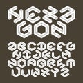 Hexagon alphabet made of impossible shapes