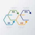 Hexagon arrow process infographic template design. Business concept infograph with 4 options, steps or processes. Vector Royalty Free Stock Photo