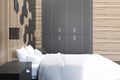 Hexagon bedroom interior side Royalty Free Stock Photo