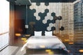 Hexagon bedroom interior toned