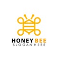 Hexagon Bee Honey modern logo design vector Illustration