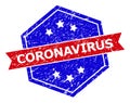 Hexagon Bicolor CORONAVIRUS Watermark with Grunged Texture Royalty Free Stock Photo