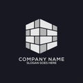 Hexagon Brick wall logo design,building construction vector illustration, can be used as symbols, brand identity, company logo, Royalty Free Stock Photo