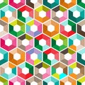 Hexagon with color triangles. Abstract seamless background. Vector illustration. Colorful polygon style with triangular geometric Royalty Free Stock Photo