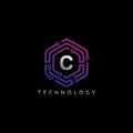 Hexagon Connection C Letter Technology Logo