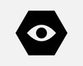 Hexagon Eye Icon Look See Vision Illuminati See Spy Eyeball Sight View Optical Optic Lens Shape Vector Clipart Graphic Sign Symbol