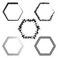 Hexagon frames collection. Decorative borders set. Geometric design elements. Vector illustration. EPS 10. Royalty Free Stock Photo