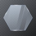 Hexagon glass banner. Polygon Glossy Transparent Element. Vector illustration