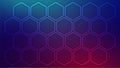 Hexagon grid background. Big hexagonal tiles. Future technology concept. Geometric pattern wallpaper. Blue pink gradient Royalty Free Stock Photo