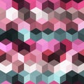 Hexagon grid seamless vector background. Technological polygons bauhaus corners geometric design. Royalty Free Stock Photo