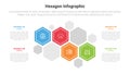 hexagon or hexagonal honeycombs shape infographics template diagram with creative timeline up and down with 4 point step creative Royalty Free Stock Photo