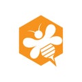 Hexagon Honey Bee Hive Sting Chat Idea Simple Logo