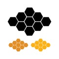 Hexagon icon. Honey comb. Hexagonal hive for bees. Logo for honey production. Vector honey icon isolated