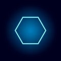 hexagon icon in neon style. geometric figure element for mobile concept and web apps. thin line icon for website design and Royalty Free Stock Photo