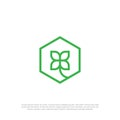 Hexagon leaf logo design vector Royalty Free Stock Photo