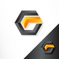 Hexagon Letter G Logo in orange and black color