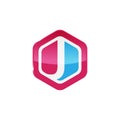 Hexagon letter J logo design