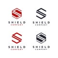 Hexagon letter S for shield logo icon vector template