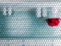 Hexagon light and red color tile abstract