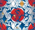 Hexagon line style Japan sun fabric seamless pattern