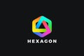 Hexagon Logo Colorful Loop Design Vector template. Hexagonal infinity Looped shape corporate modern logotype Royalty Free Stock Photo