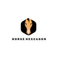 Hexagon logo horse face illustration vector design