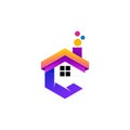 Hexagon logo with house design vector, 3d colorful logos