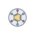 Hexagon Molecule in Circle vector Biotechnology icon