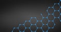 Hexagon nanotechnology Molecular Grid Dark Background, vector illustration