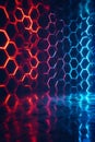 Hexagon Neon Grid Tech Pattern Background, Portrait Images Generative AI Royalty Free Stock Photo