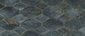 Hexagon paving stones floor. Black rock texture background. 3D Rendering illustration