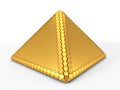 Hexagon plated golden pyramid. 3d illustration