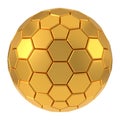 Hexagon plated golden sphere. 3d illustration