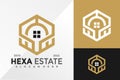 Hexagon Real Estate Logo Design Vector illustration template