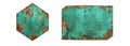 Hexagon and rectangle shaped oxidized copper, aged metal textures, vector design Royalty Free Stock Photo