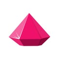 Hexagon red gemstone. Ruby side view. Vector illustration Royalty Free Stock Photo