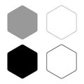 Hexagon with rounded corners icon set black color vector illustration flat style image Royalty Free Stock Photo