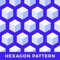 Hexagon seamless, abstract cube vector pattern. Blue color tone design, geometric 3d vector wallpaper, cube pattern background Royalty Free Stock Photo