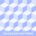 Hexagon seamless, abstract cube vector pattern. Blue color tone design, geometric 3d vector wallpaper, cube pattern background Royalty Free Stock Photo