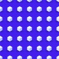 Hexagon seamless, abstract cube vector pattern. Blue color tone design, geometric 3d vector wallpaper, cube pattern background Royalty Free Stock Photo