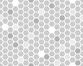 Hexagon seamless pattern. Grayscale random shade honeycomb line repeatable background.