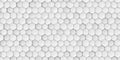 Hexagon seamless pattern. Interior wallpaper or tile minimal ornament. Honeycomb hive 3D texture. White hex mesh print