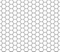 Hexagon seamless pattern texture. Black honeycomb line repeatable on white background, stroke editable.