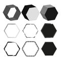 Hexagon shape icon. Black and white vector. Geometric form figure. Minimal contrast symbol. Royalty Free Stock Photo